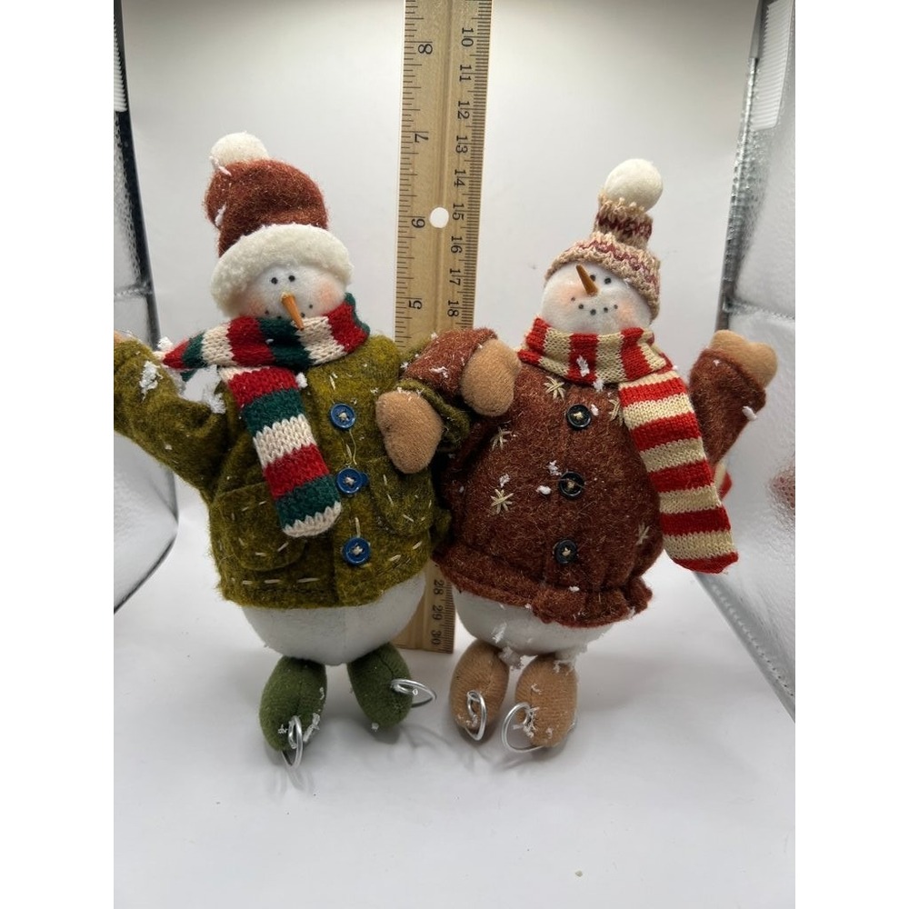 Pair‎ of Vintage Cloth Snowman Pals Christmas Decorations